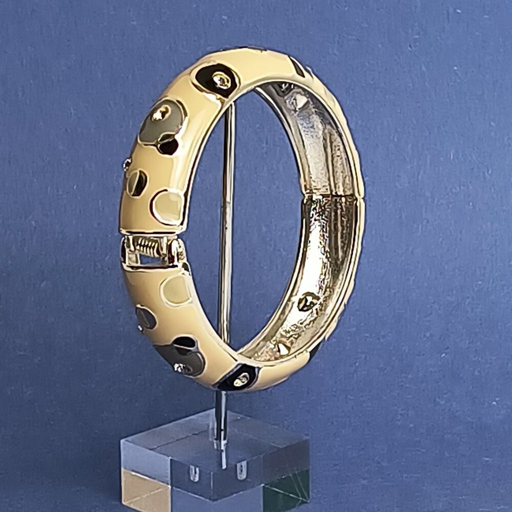 Enamel Geo PopArt  Bangle Hinge Bracelet Rhinestone Vintage Y2k Bohemian Art